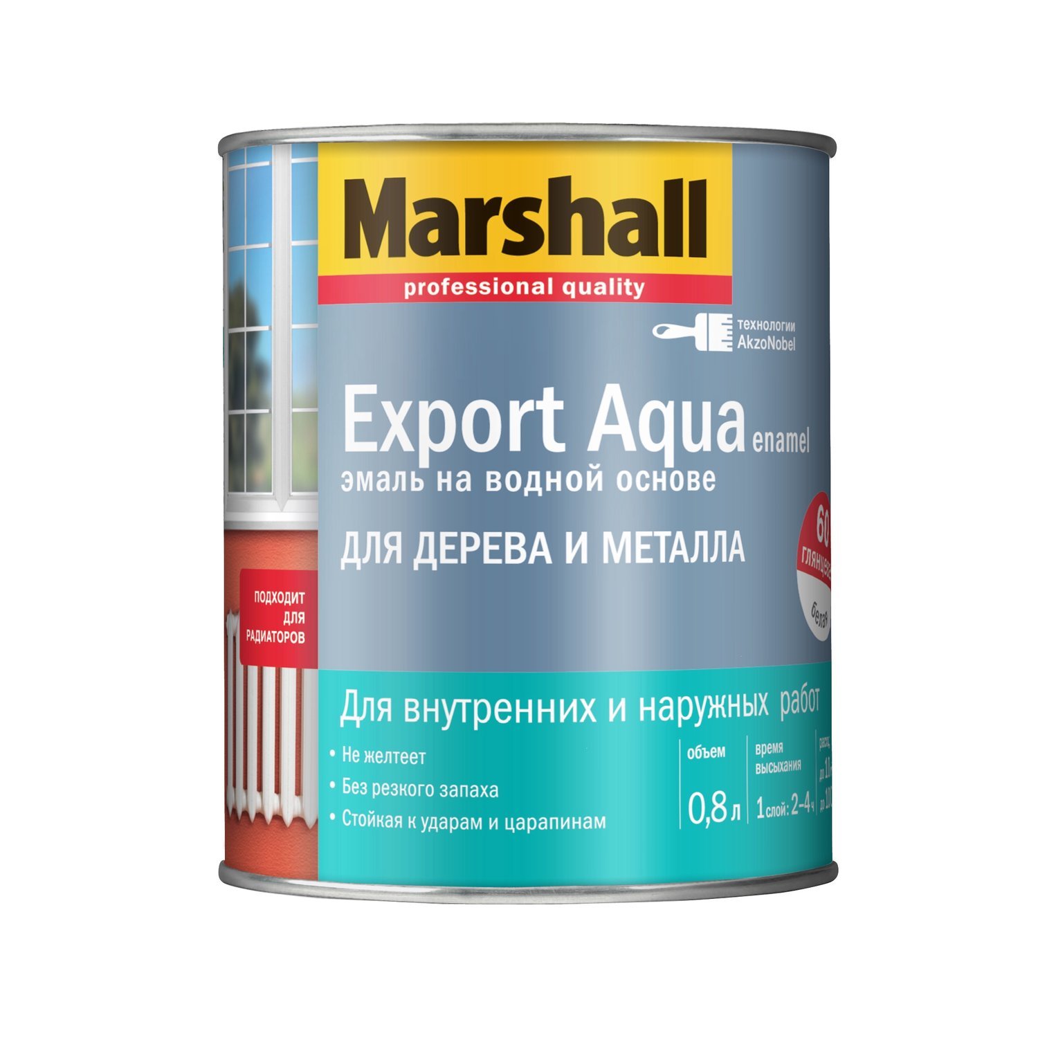<span style="font-style: italic;">Эмаль на водной основе для дерева и металла белая полуматовая. Marshall Export Aqua</span><br>