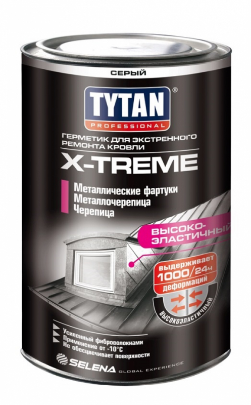 Tytan Professional Герметик для Экстренного Ремонта Кровли X-treme, Бесцветный/Серый 1кг